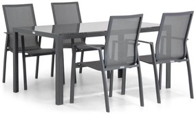 Tuinset 4 personen 160 cm Aluminium/textileen Grijs Lifestyle Garden Furniture Ultimate/Mondello