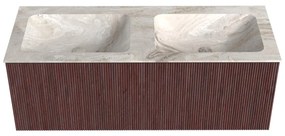 Mondiaz Kurve-dlux 120cm badmeubel ruby met 1 lade en wastafel leaf dubbel zonder kraangat frappe