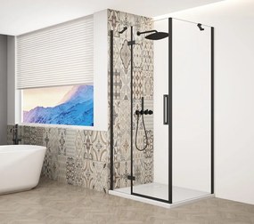 Gelco Trinity douchecabine met helder glas 120x80cm links zwart mat