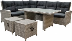 Showroommodel San Marino hoek dining loungeset links 5-delig wit grijs