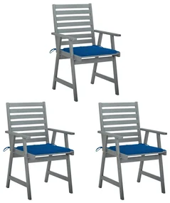 vidaXL Tuinstoelen 3 st met kussens massief acaciahout