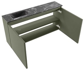 Mondiaz Ture DLux toiletmeubel 100cm army met wastafel lava links zonder kraangat