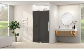 Van Rijn Products ST09 Schuifdeur vast deel - 137.5x200cm - grijs rookglas - soft-close - incl. RVS Geborsteld ST09300140GRBN