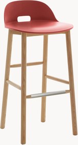 Handgemaakte barstoel Alfi Low Back met essenhouten poten