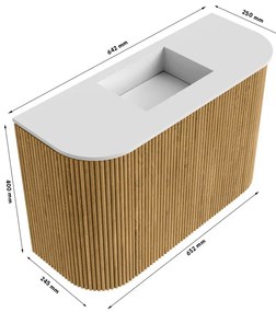 Mondiaz Joya 65cm toiletmeubel ronding links/rechts walnut met wastafel faye midden zonder kraangat urban