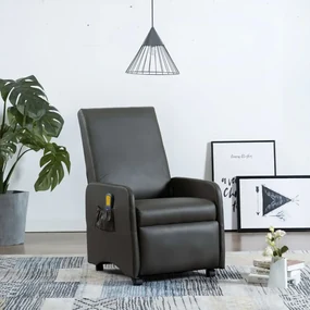 vidaXL Massagestoel verstelbaar kunstleer grijs
