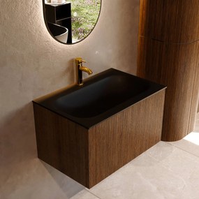 Mondiaz Kurve 70cm badmeubel dusk met 1 lade en wastafel big small midden 1 kraangat urban
