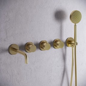 Saniclear Plus Curved thermostaatkraan afbouwdeel geborsteld messing - mat goud