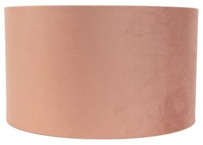 Stoffen Velours lampenkap roze 35/35/20 met gouden binnenkant cilinder / rond