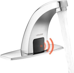 VEVOR Aanraakloze Wastafelkraan (Verchroomd Zilver) Badkamer, Automatische Wastafelkraan, Sensorkraan met Afdekplaat, Kraan op Batterijen, Toiletkraan, Wastafelkraan