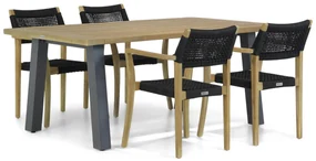 Tuinset 4 personen 180 cm Rope Zwart Lifestyle Garden Furniture Dallas/Glasgow