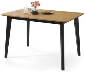 ROXY Onderstel naturel eik/zwart - RETRO KEUKEN-/DININGTAFEL - rechthoekige houten tafel