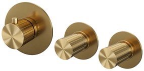 Brauer Stripe inbouwthermostaat met 2 stopkranen messing geborsteld PVD