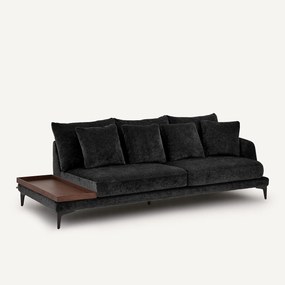 Halve bank met tafelblad, van gemengd fluweel, MODERNISTE
