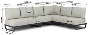 Hoek loungeset 6 personen Aluminium Grijs  Lifestyle Garden Furniture Venice
