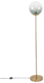 Art deco vloerlamp messing met groen glas - Pallon