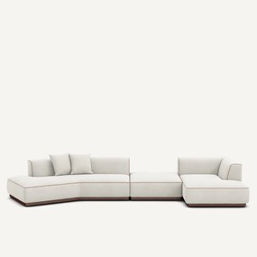 Open bank met hoek rechts met voetensteun in linnenfluweel, JACOPO