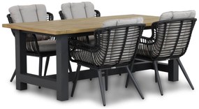 Tuinset 4 personen 200 cm Wicker/Aluminium/Aluminium/wicker Zwart Coco Azzano/San
