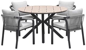 Garden Impressions Tarera tuinset 5-delig taupe - Tulli tuintafel Ø122x75 cm - light teak vironwood