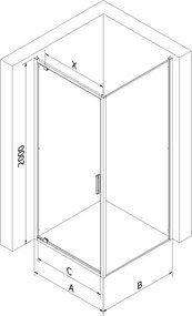 Mexen Exo-BR 90 x 90 cm openslaande douchecabine, transparant, zwart - 8181-090-090-70-00