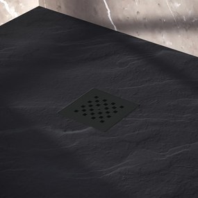 Brauer Asteroid douchevloer 100x160cm mineraalmarmer zwart mat