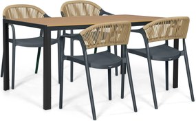 Tuinset 4 personen 150 cm Kunststof Grijs Domani Furniture Toscano/Creta
