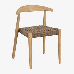Set Van 2 Celle Teakhouten Eetkamerstoelen Licht Teakhout & Synthetisch Riet Met Rastervlechtwerk - Sklum