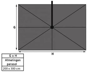 Platinum Voyager zweefparasol T1 3x2 m. - Antraciet met ingraafvoet en hoes
