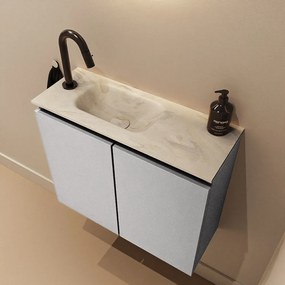 Mondiaz Ture DLux toiletmeubel 60cm plata met wastafel ostra links met kraangat