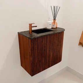 Mondiaz Joya DLux 50cm toiletmeubel ronding rechts ruby met wastafel faye links 1 kraangat lava