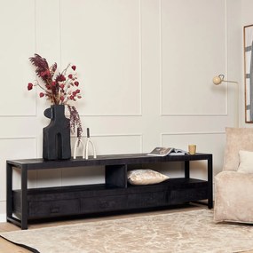 Starfurn Boaz Black Tv-meubel Van Zwart Mangohout 180 Cm - 177x51x36cm.