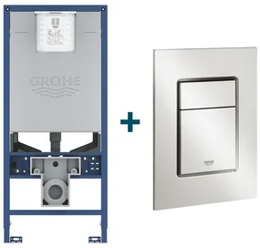 GROHE Rapid SLX Inbouwreservoir - frame netspanning - douchewc aansluiting - GROHE Skate cosmopolitan bedieningsplaat - Supersteel sw107660/sw405420