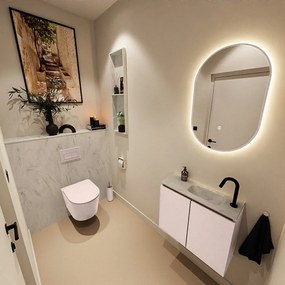 Mondiaz Ture DLux toiletmeubel 60cm rosee met wastafel opalo rechts met kraangat