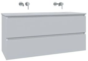 Adema Chaci Badkamermeubelset - 120x46x57cm - 2 keramische wasbakken wit - zonder kraangaten - 2 lades - mat wit SW1212780/SW773928