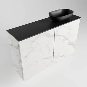 Mondiaz Fowy toiletmeubel 80cm Carrara met zwarte waskom rechts zonder kraangat