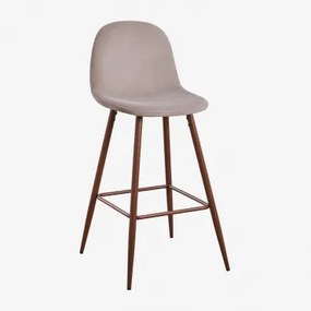 Set Van 2 Hoge Krukken Van Glamm-fluweel Donker Hout & Grijs – Taupe & ↑75 Cm - Sklum