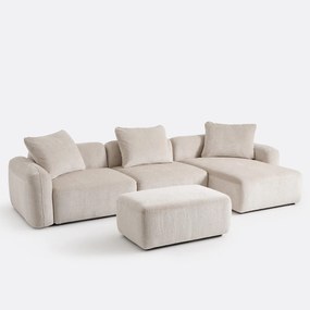 Poef voor modulaire bank, jacquard chenille, AMAD