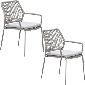 Garden Impressions Natas tuinstoel stapelbaar taupe - natural sand - 2 stuks