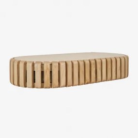 Consolesideboard Aan De Muur 90x40 Cm Van Mangohout En Natuursteen Bytum Travertijn - Sklum