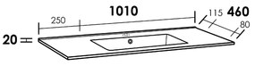 Sanituba Pisa wastafel keramiek met kraangat 100cm