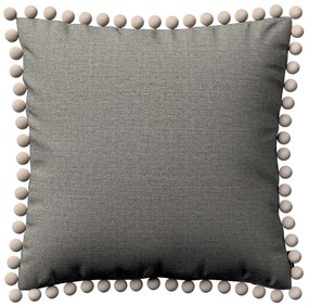 Dekoria Kussenhoes Wera met pompons, grijs 45 x 45 cm