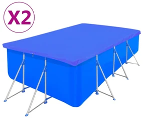 vidaXL Zwembadhoezen 2 st rechthoekig 90 g/m² 400x207 cm PE