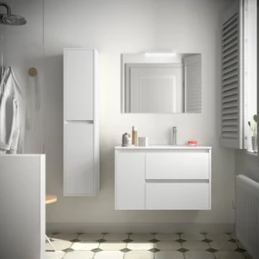 Muebles Project badmeubel 85cm met 2 lades rechts en wastafel wit mat