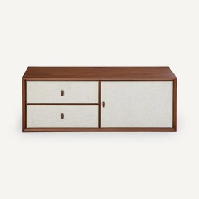 TV-meubel, B110 x D42 cm, walnootfineer en stof, ARCHIVITA XL