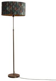 Vloerlamp brons met ovale velours kap blad Design 50cm - Parte Art Deco, Retro, Klassiek / Antiek E27 Binnenverlichting Lamp