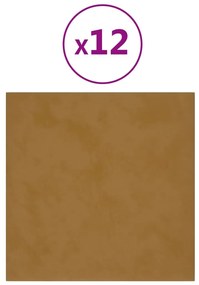 vidaXL Wandpanelen 12 st 1,08 m² 30x30 cm fluweel bruin