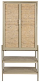 Dutchbone Yasu Beige Kast Met Rotan Deuren - 70x36x160cm.