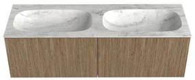 Mondiaz Kurve-dlux 140cm badmeubel dusk met 2 lades en wastafel stor small dubbel zonder kraangat opalo