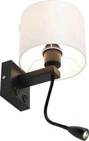 Moderne wandlamp zwart met witte kap - Brescia