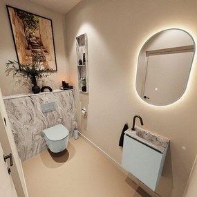 MONDIAZ TURE-DLUX 40cm toiletmeubel Greey. EDEN wastafel Glace positie rechts. Met 1 kraangat. TUREDX40GRER1GLA